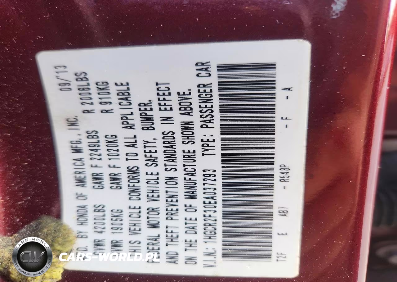 2014 Honda Accord Lx VIN:1HGCR2F30EA037293 - 12