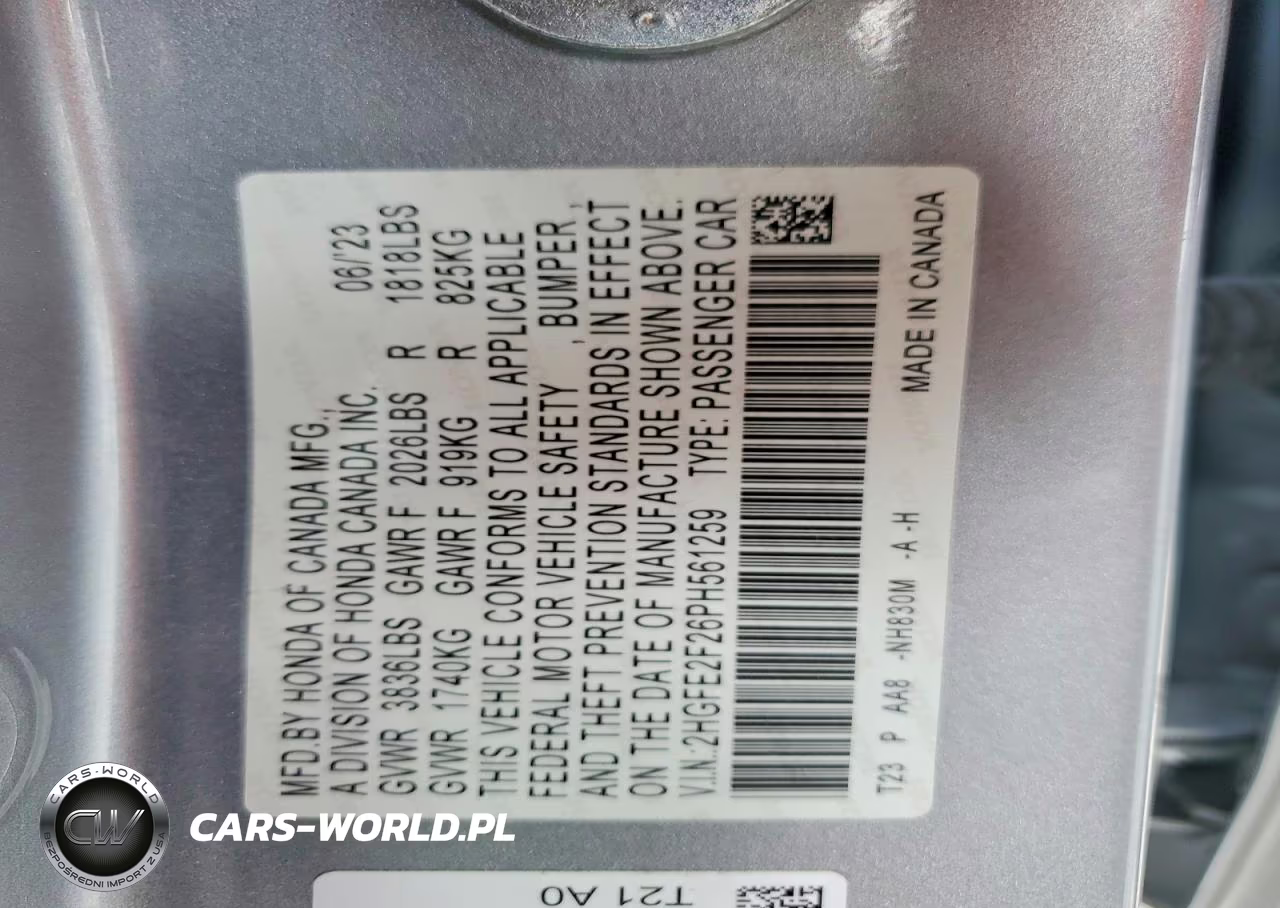 2023 Honda Civic Lx VIN:2HGFE2F26PH561259 - 13