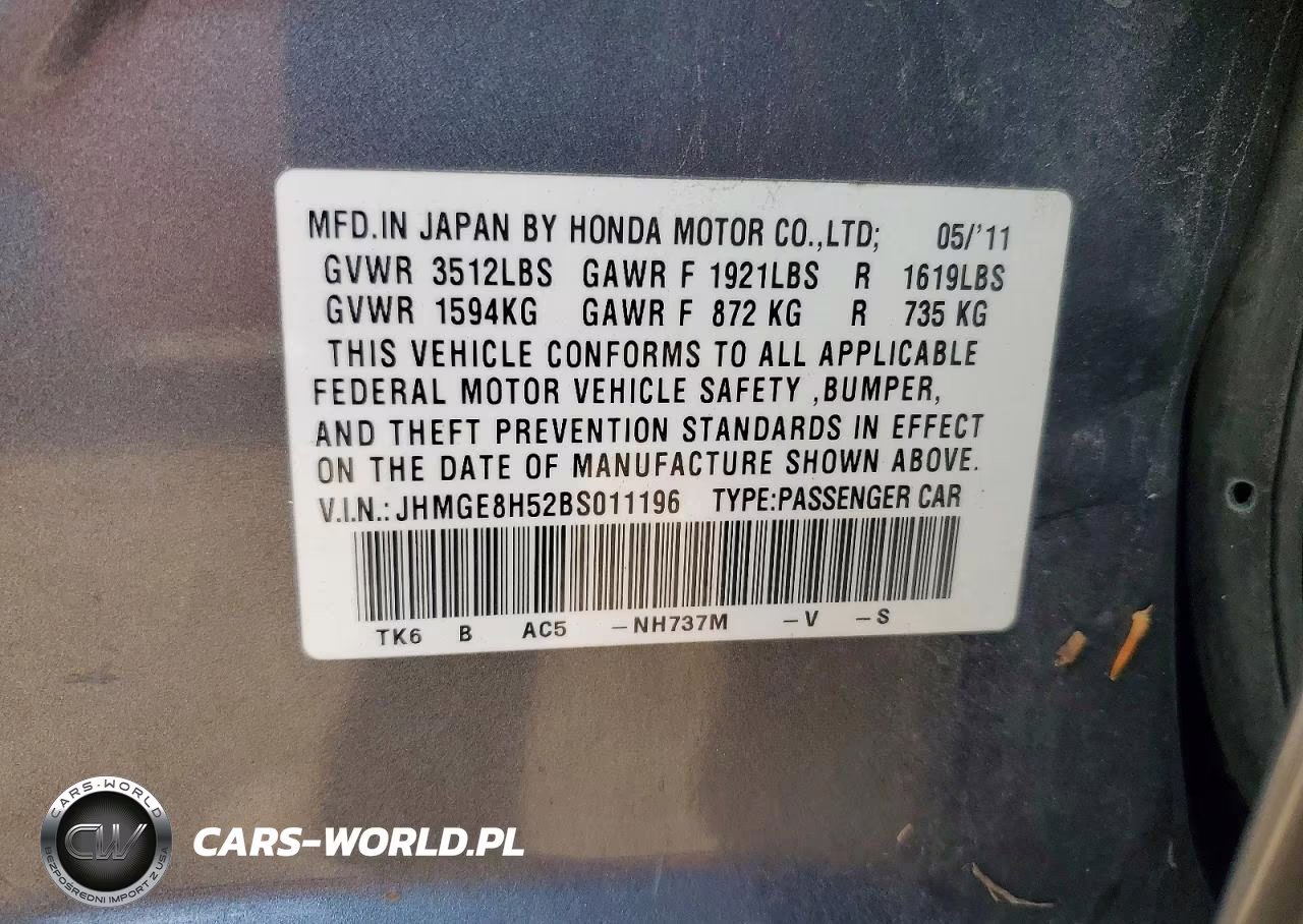 2011 Honda Fit Sport VIN:JHMGE8H52BS011196 - 12