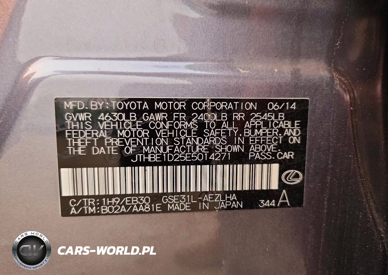 2014 Lexus Is 350 VIN:JTHBE1D25E5014271 - 13