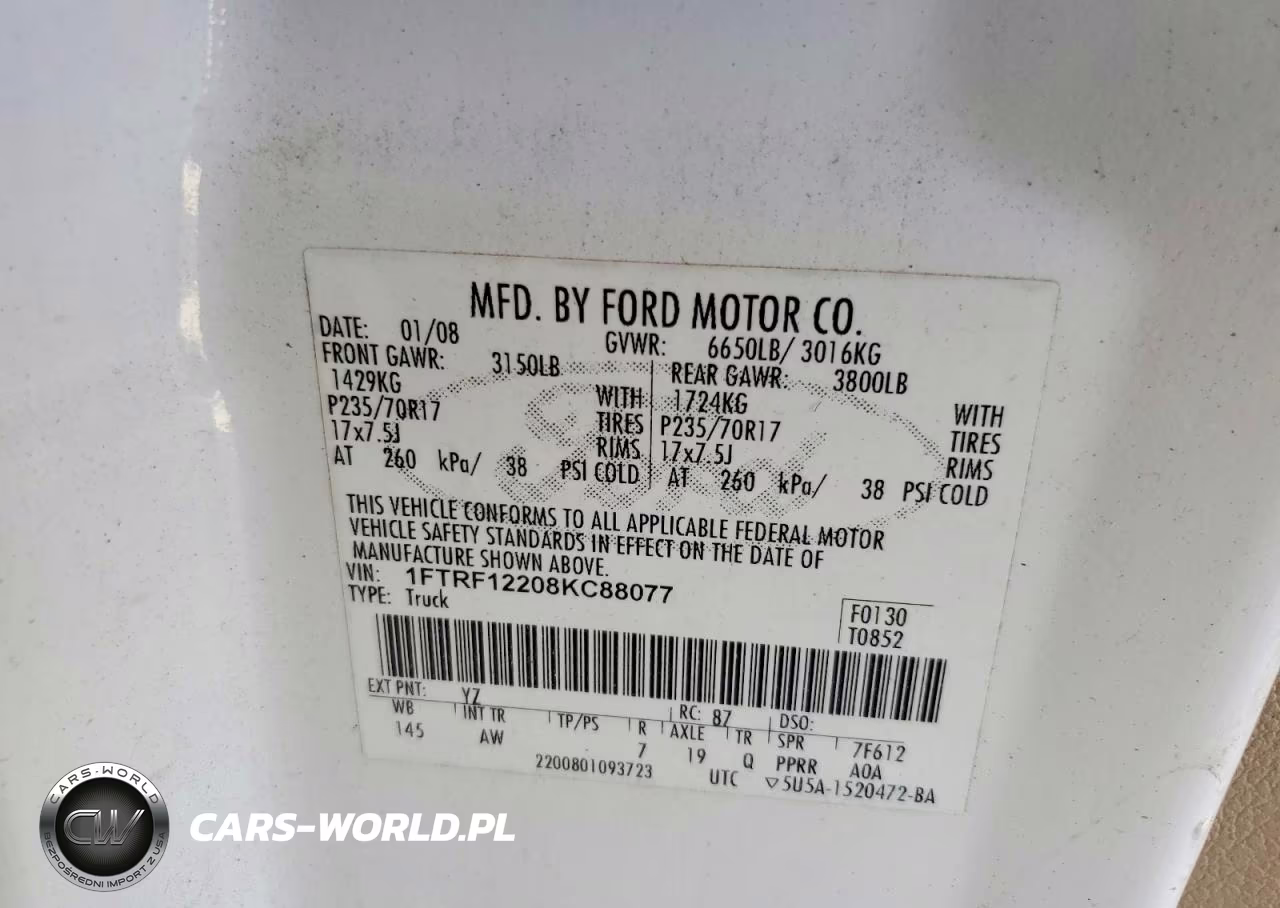 2008 Ford F150 VIN:1FTRF12208KC88077 - 12