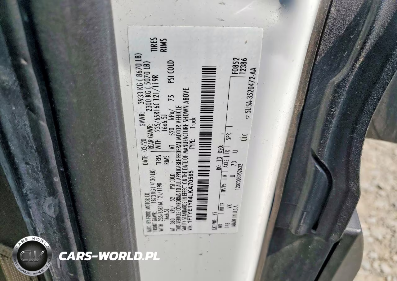 2020 Ford Transit T-150 VIN:1FTYE1Y84LKA70565 - 13