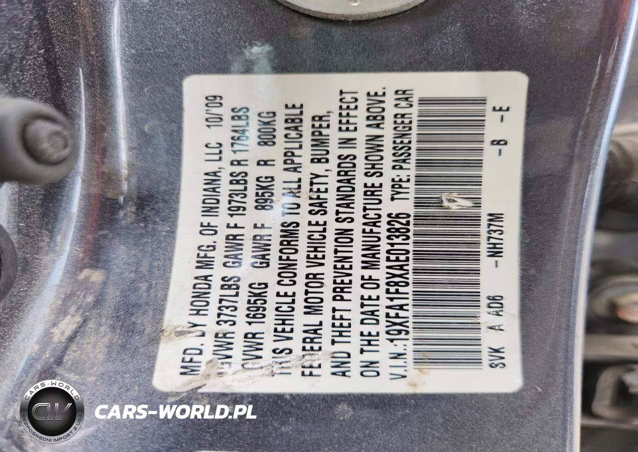 2010 Honda Civic Ex VIN:19XFA1F8XAE013826 - 13