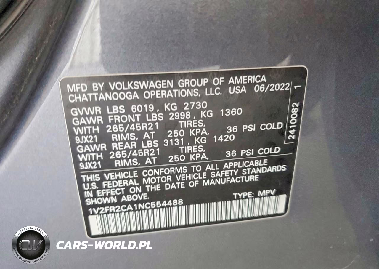 2022 Volkswagen Atlas Sel Premium R-Line VIN:1V2FR2CA1NC554488 - 13