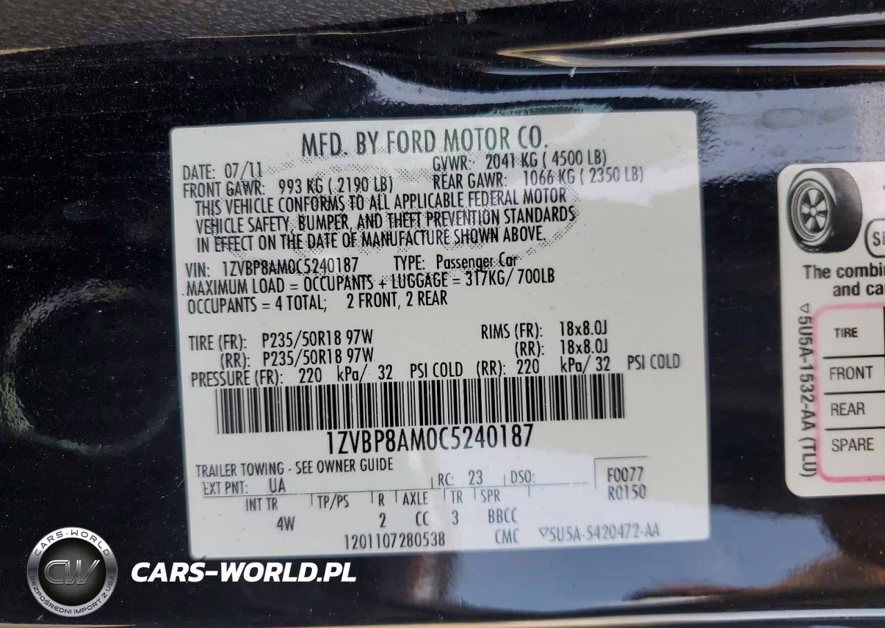 2012 Ford Mustang VIN:1ZVBP8AM0C5240187 - 12