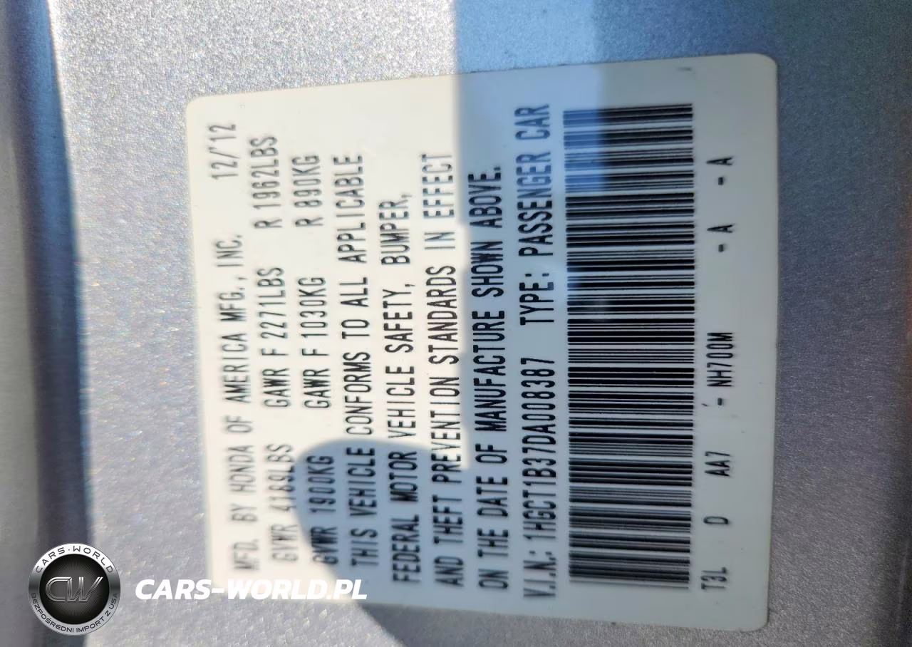 2013 Honda Accord Lx-S VIN:1HGCT1B37DA008387 - 12
