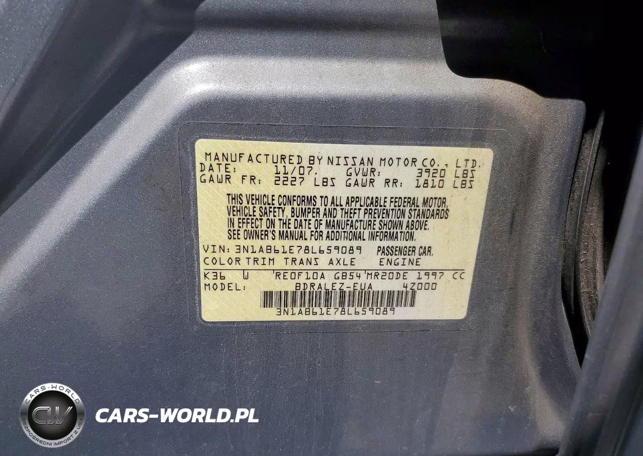 2008 Nissan Sentra 2.0 VIN:3N1AB61E78L659089 - 12