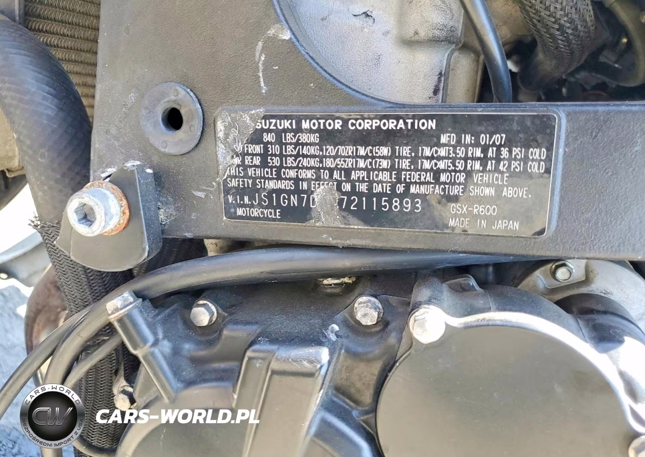 2007 Suzuki Gsx-R600 VIN:JS1GN7DA772115893 - 9