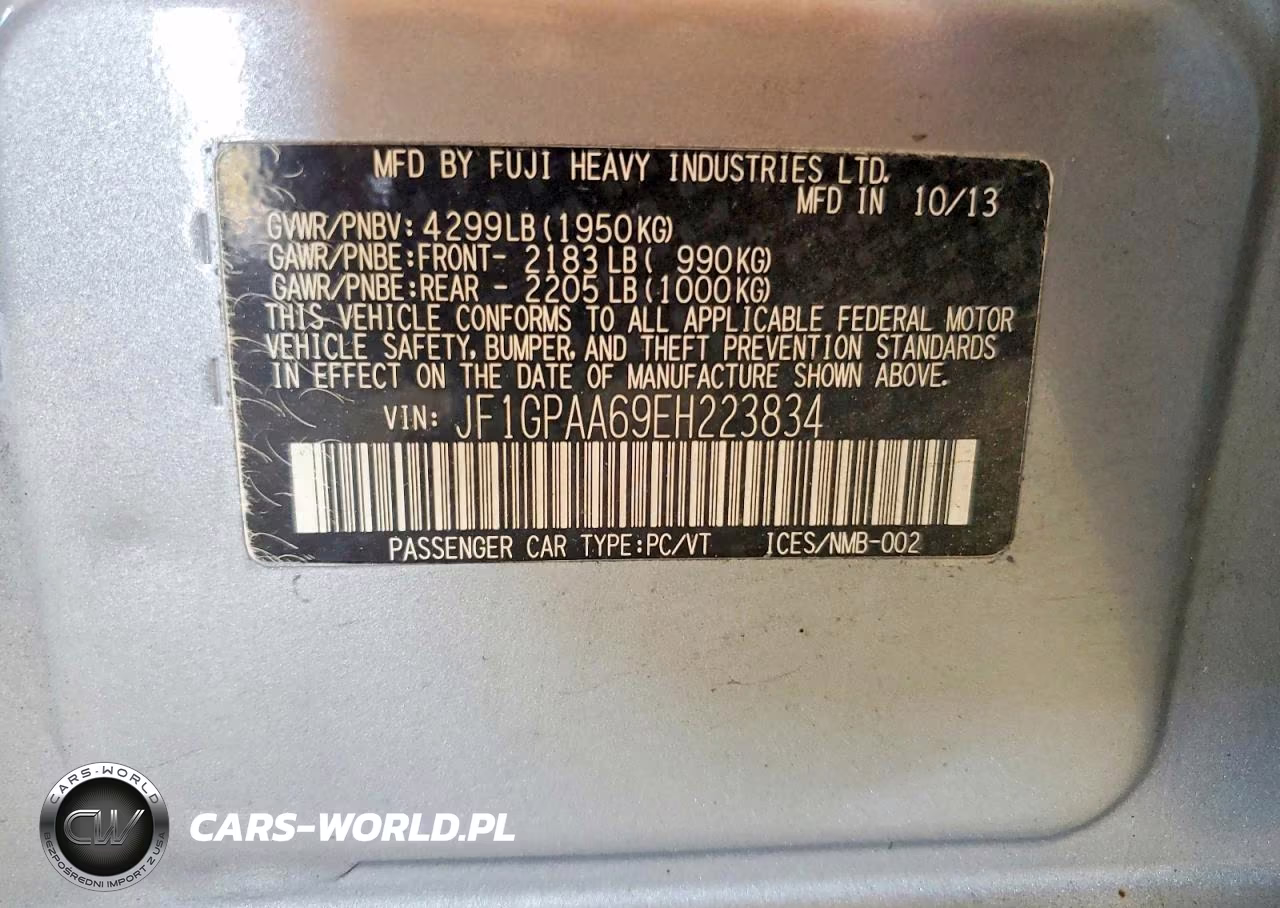 2014 Subaru Impreza VIN:JF1GPAA69EH223834 - 13