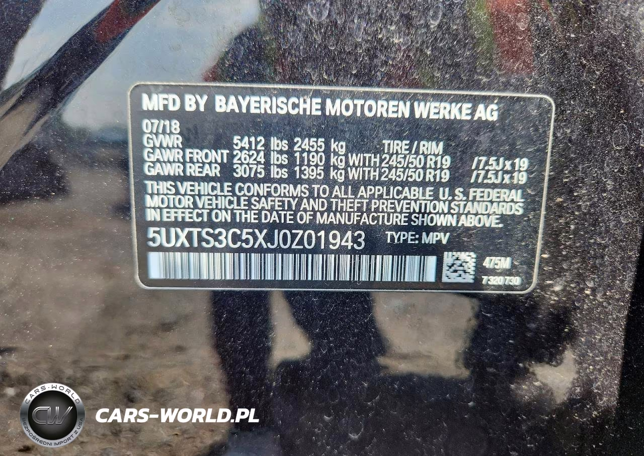 2018 BMW X3 xDrivem40I VIN:5UXTS3C5XJ0Z01943 - 13