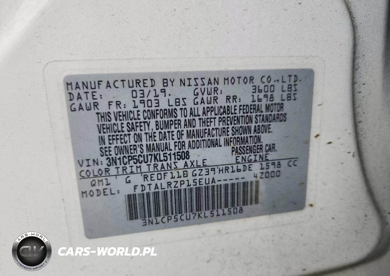 2019 Nissan Kicks S VIN:3N1CP5CU7KL511508 - 13