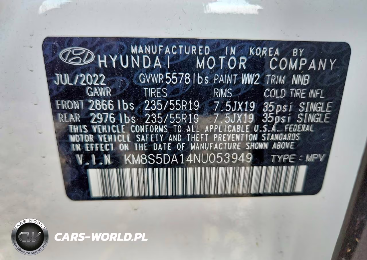 2022 Hyundai Santa Fe Limited VIN:KM8S5DA14NU053949 - 12
