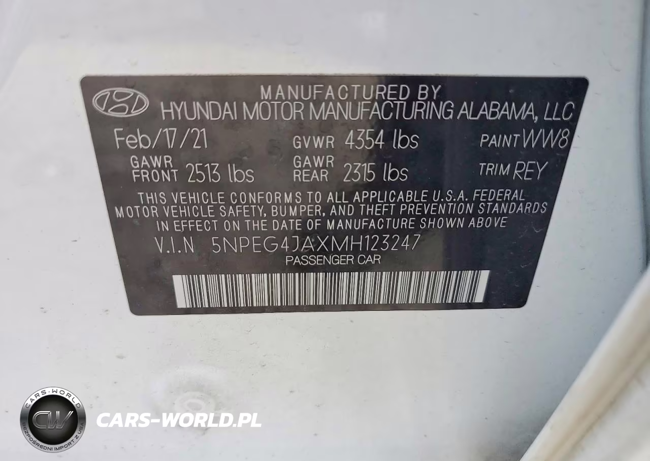 2021 Hyundai Sonata Se VIN:5NPEG4JAXMH123247 - 13