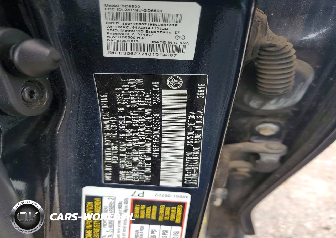 2013 Toyota Camry Xle VIN:4T1BF1FKXDU299738 - 12