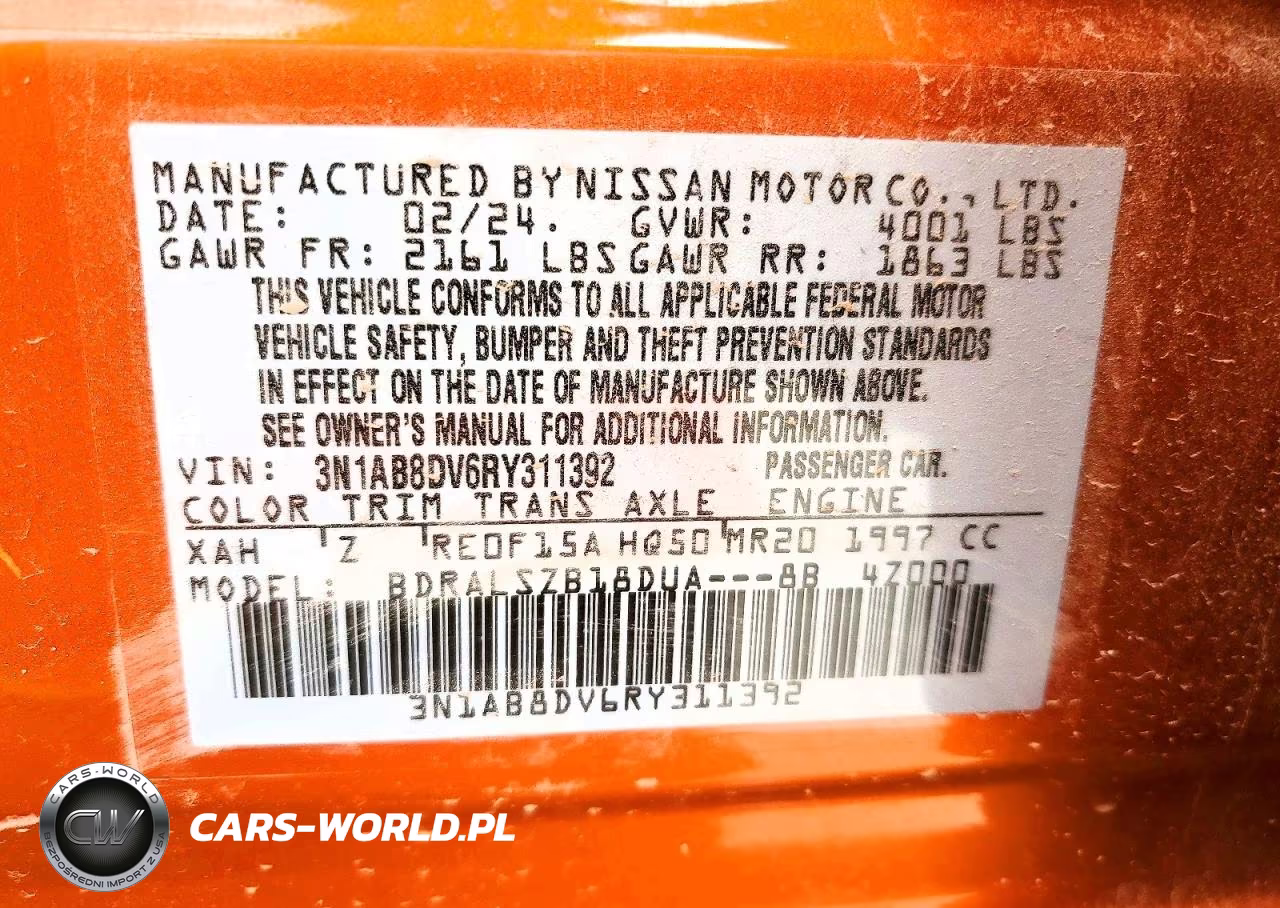 2024 Nissan Sentra Sr VIN:3N1AB8DV6RY311392 - 12