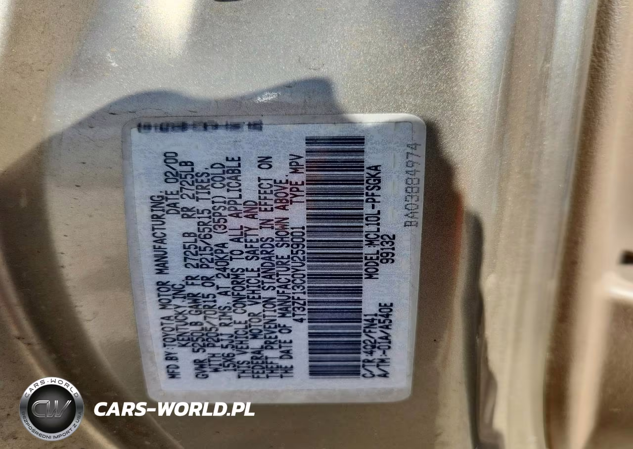 2000 Toyota Sienna Le VIN:4T3ZF13C0YU259001 - 13