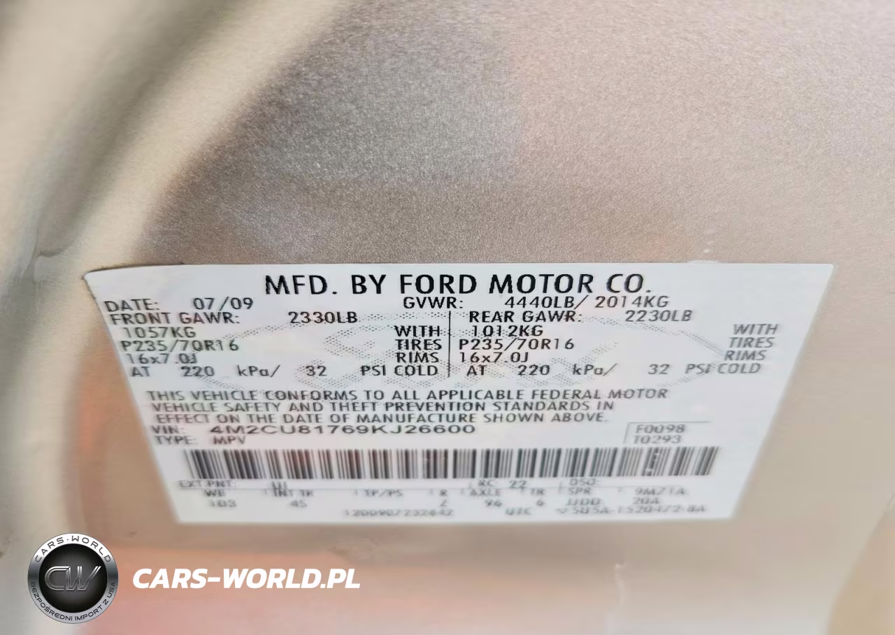 2009 Mercury Mariner VIN:4M2CU81769KJ26600 - 13