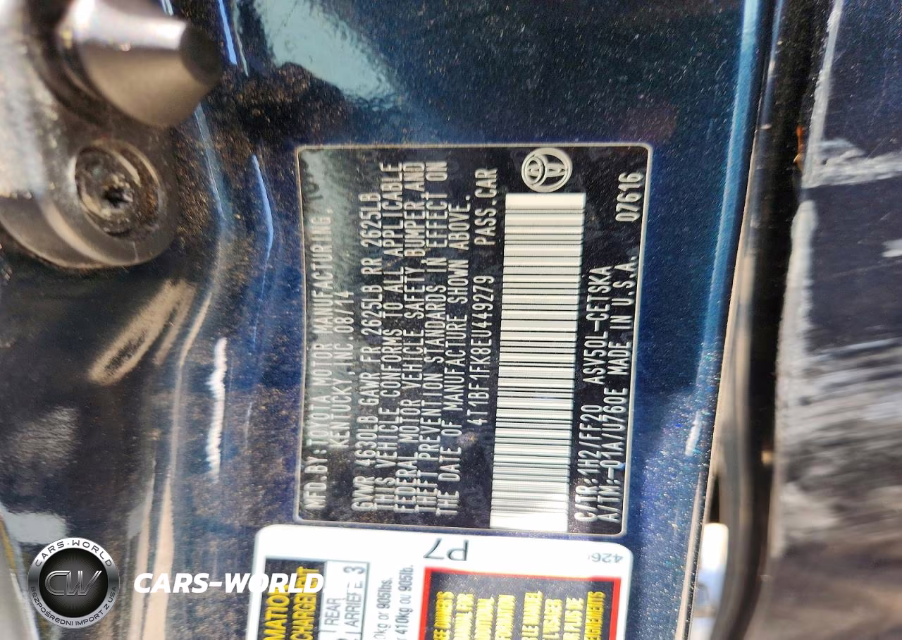 2014 Toyota Camry Se VIN:4T1BF1FK8EU449279 - 12