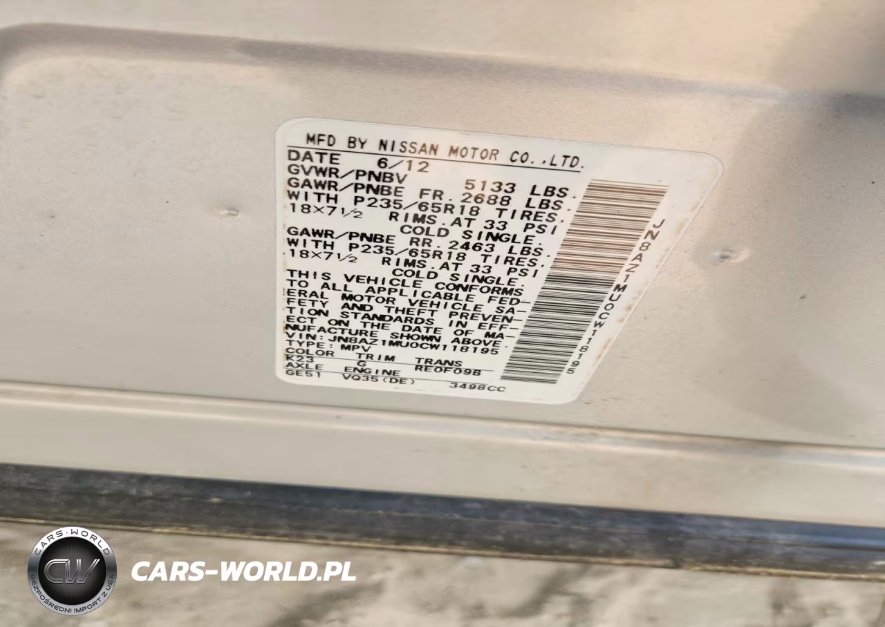 2012 Nissan Murano S VIN:JN8AZ1MU0CW118195 - 14