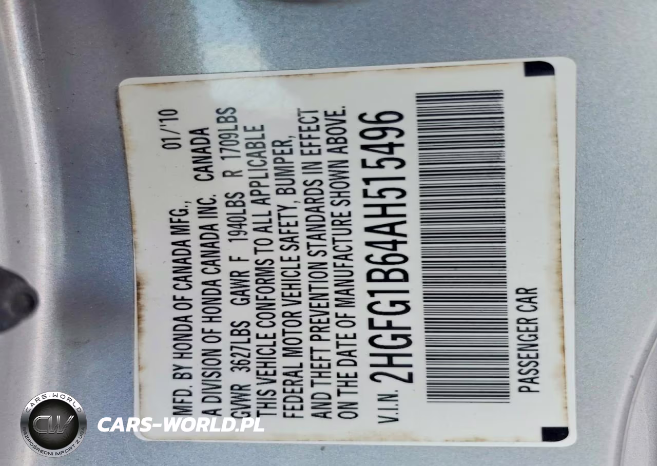 2010 Honda Civic Lx VIN:2HGFG1B64AH515496 - 13