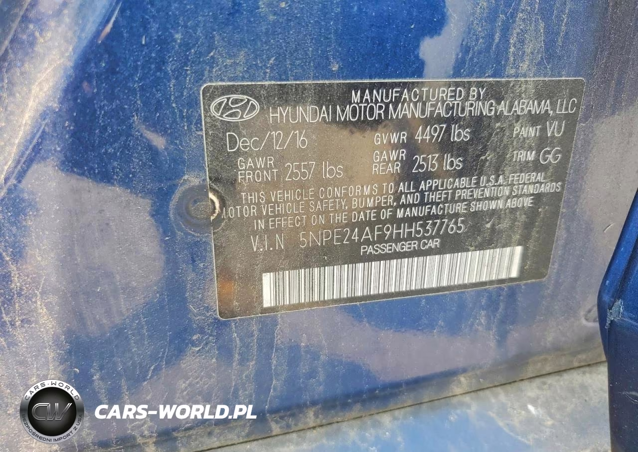 2017 Hyundai Sonata Se VIN:5NPE24AF9HH537765 - 12