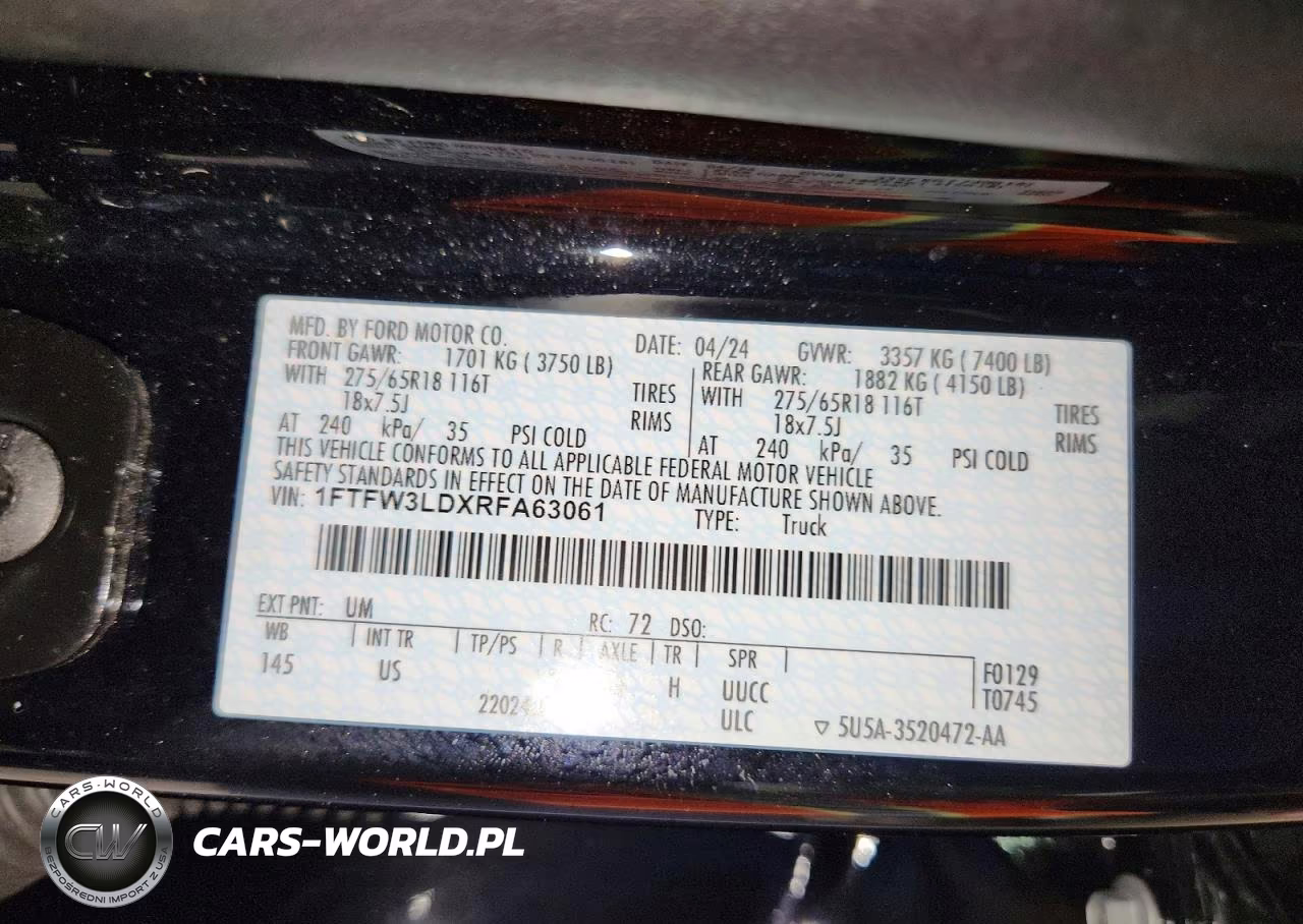2024 Ford F150 Xlt VIN:1FTFW3LDXRFA63061 - 13