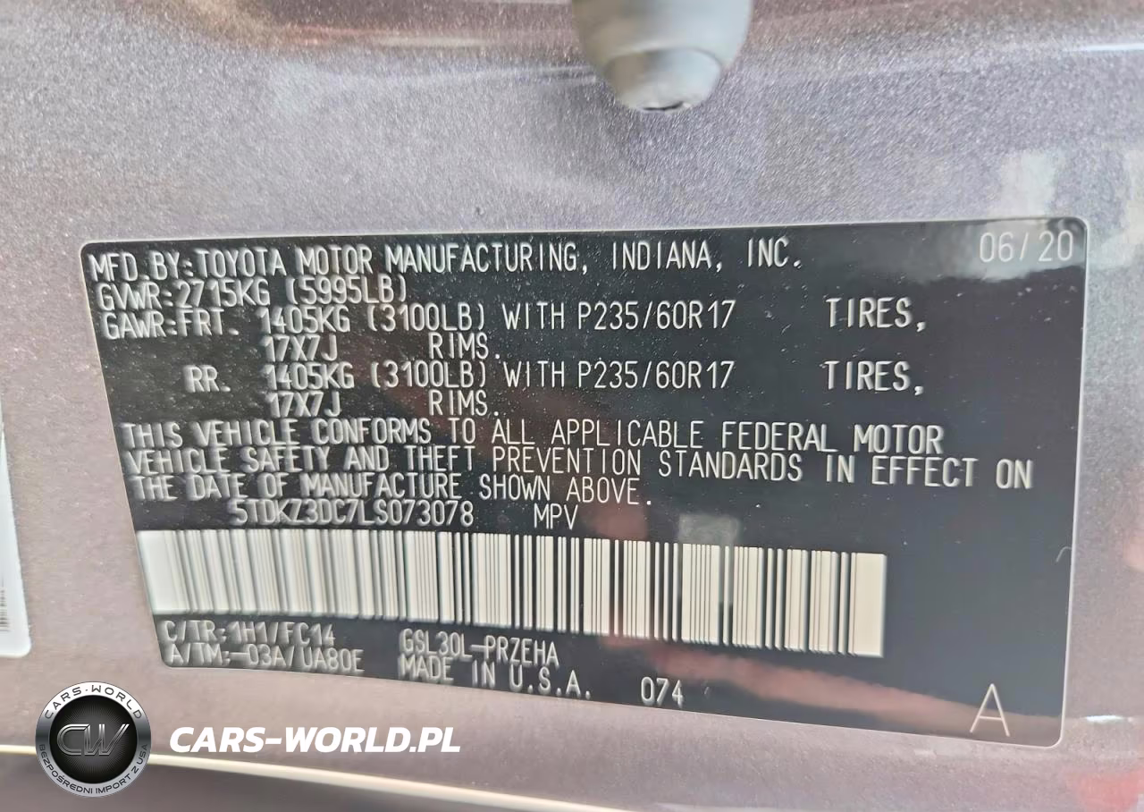 2020 Toyota Sienna Le VIN:5TDKZ3DC7LS073078 - 13
