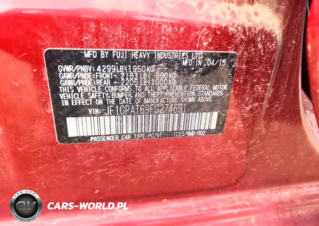 2015 Subaru Impreza Sport VIN:JF1GPAT69FG274691 - 12