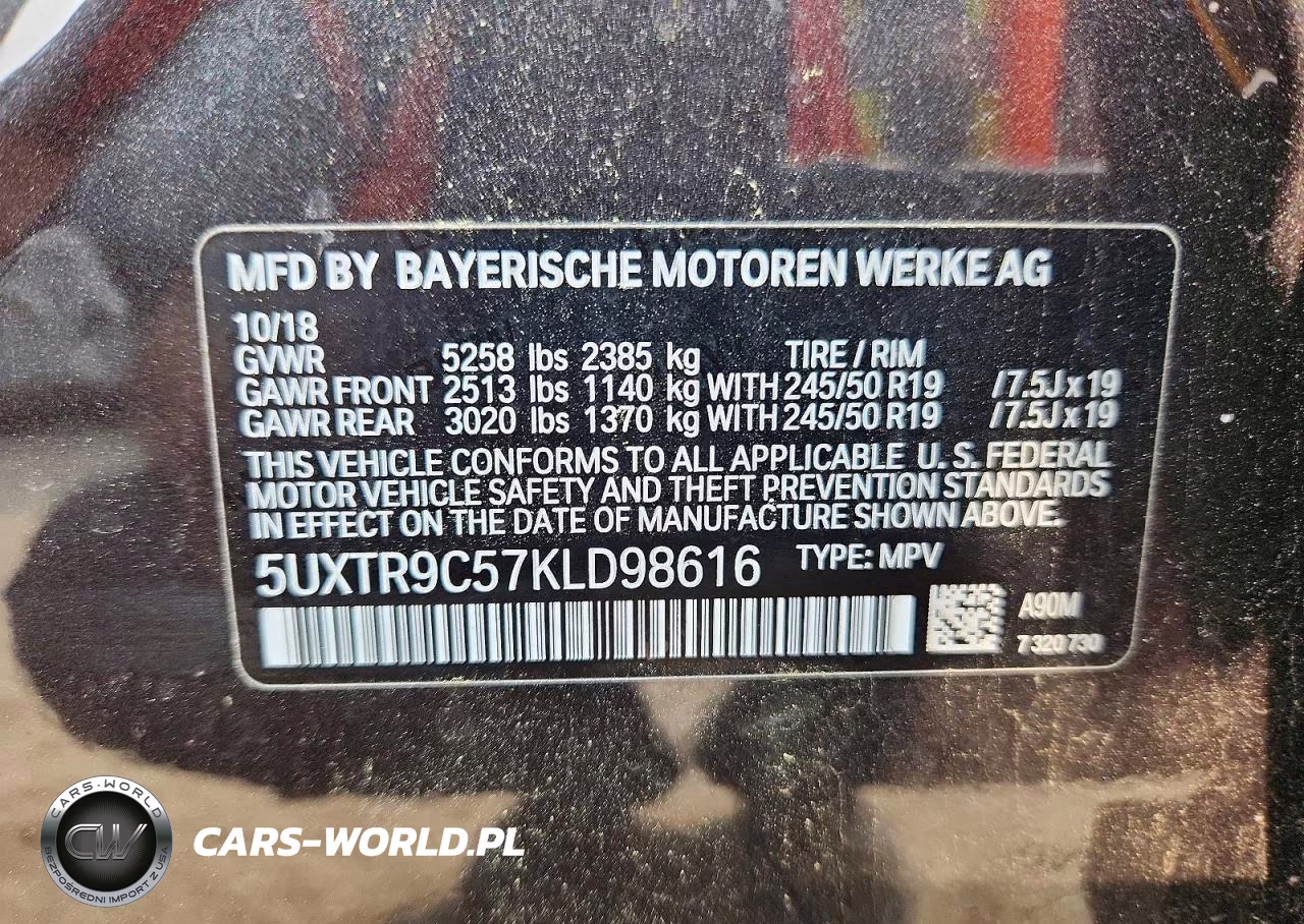 2019 BMW X3 xDrive30I VIN:5UXTR9C57KLD98616 - 14
