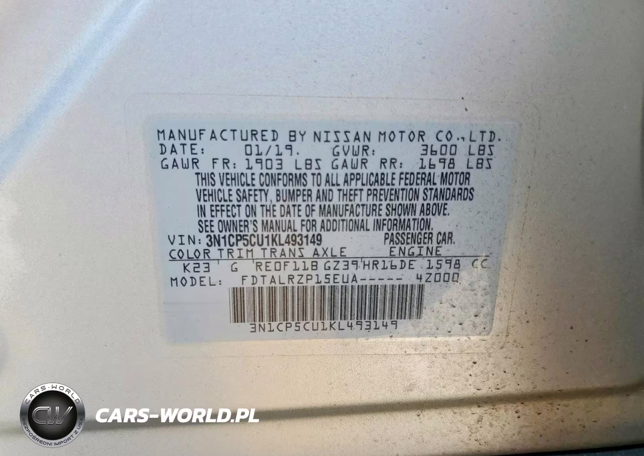2019 Nissan Kicks S VIN:3N1CP5CU1KL493149 - 14