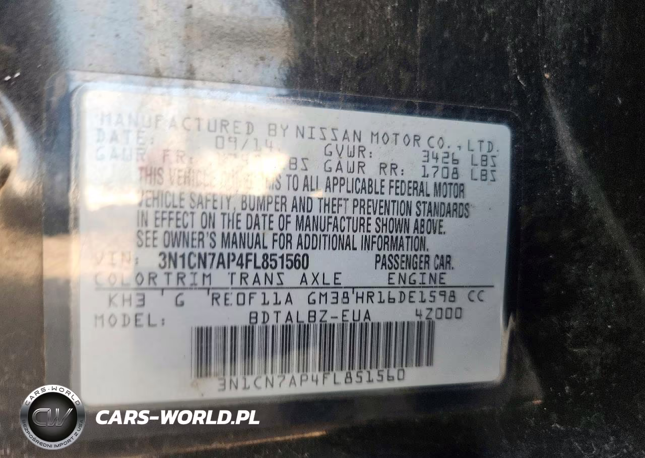 2015 Nissan Versa 1.6 Sv VIN:3N1CN7AP4FL851560 - 13