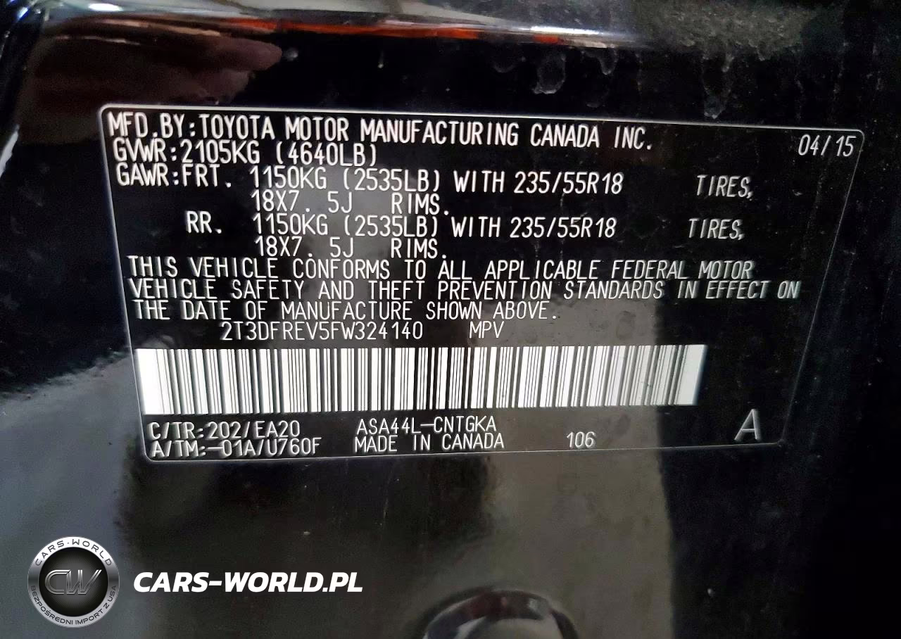 2015 Toyota Rav4 Limited VIN:2T3DFREV5FW324140 - 13