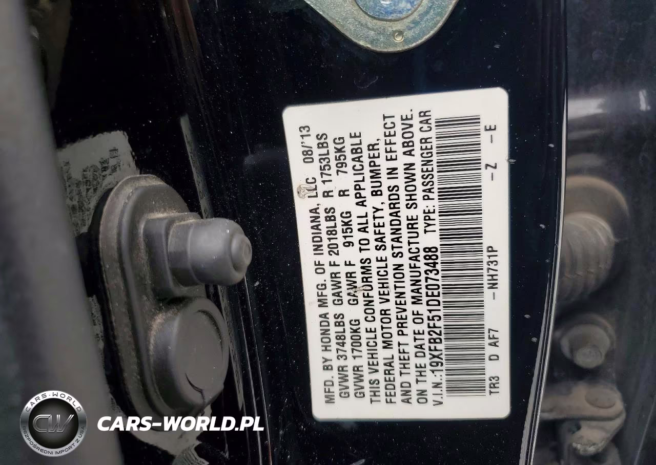 2013 Honda Civic Lx VIN:19XFB2F51DE073488 - 12