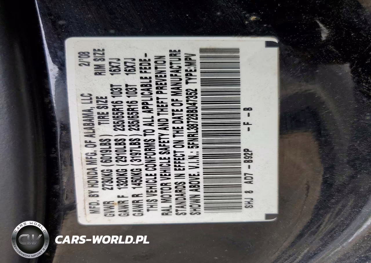 2008 Honda Odyssey Exl VIN:5FNRL38728B047352 - 13