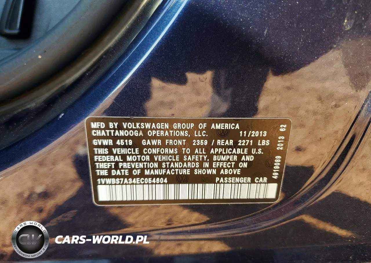 2014 Volkswagen Passat Se VIN:1VWBS7A34EC054604 - 12