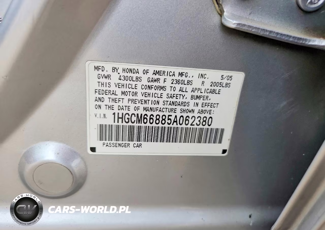 2005 Honda Accord Ex VIN:1HGCM66885A062380 - 12