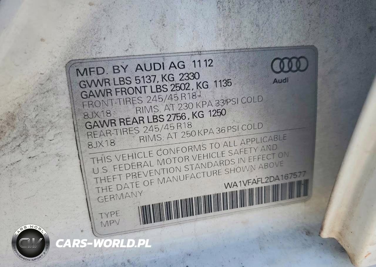 2013 Audi A4 Allroad Prestige VIN:WA1VFAFL2DA167577 - 12