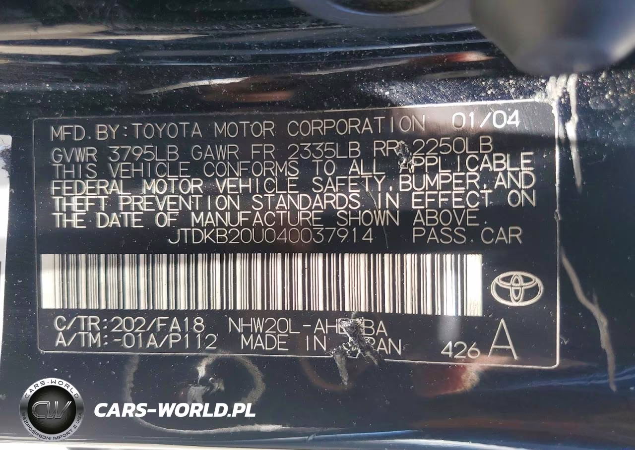 2004 Toyota Prius Base VIN:JTDKB20U040037914 - 13