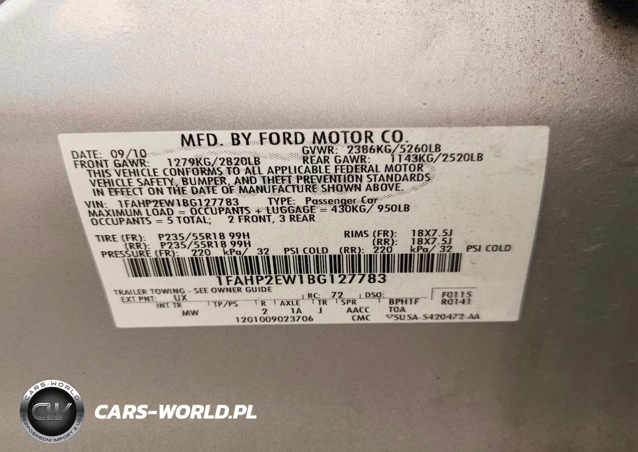2011 Ford Taurus Sel VIN:1FAHP2EW1BG127783 - 12