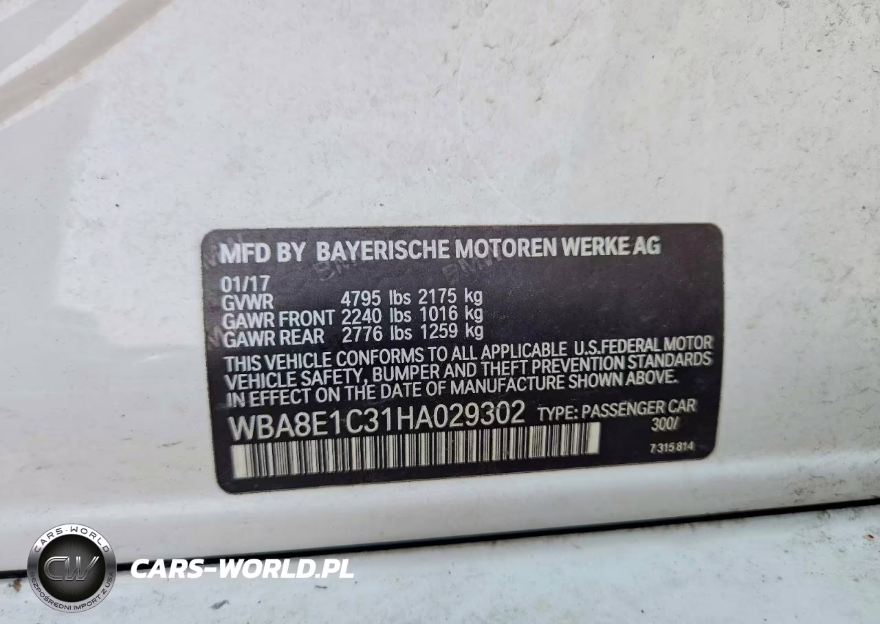 2017 BMW 3 VIN:WBA8E1C31HA029302 - 12