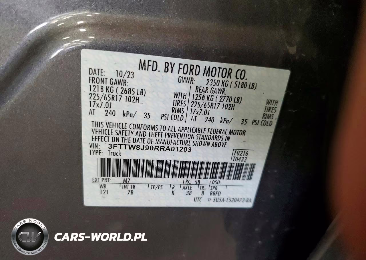 2024 Ford Maverick Xlt VIN:3FTTW8J90RRA01203 - 12