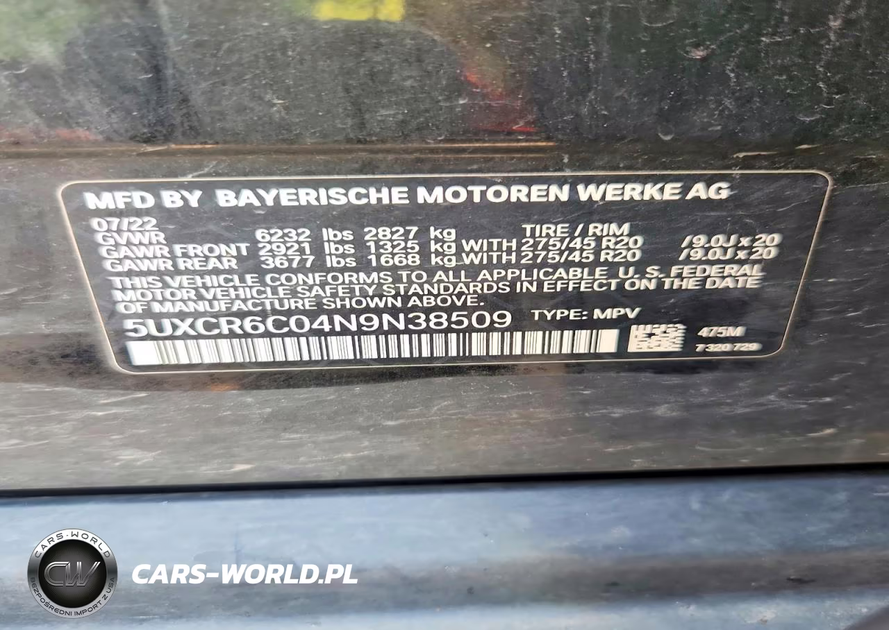 2022 BMW X5 xDrive40I VIN:5UXCR6C04N9N38509 - 13
