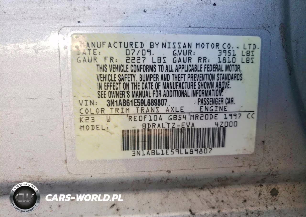 2009 Nissan Sentra 2.0 VIN:3N1AB61E59L689807 - 12