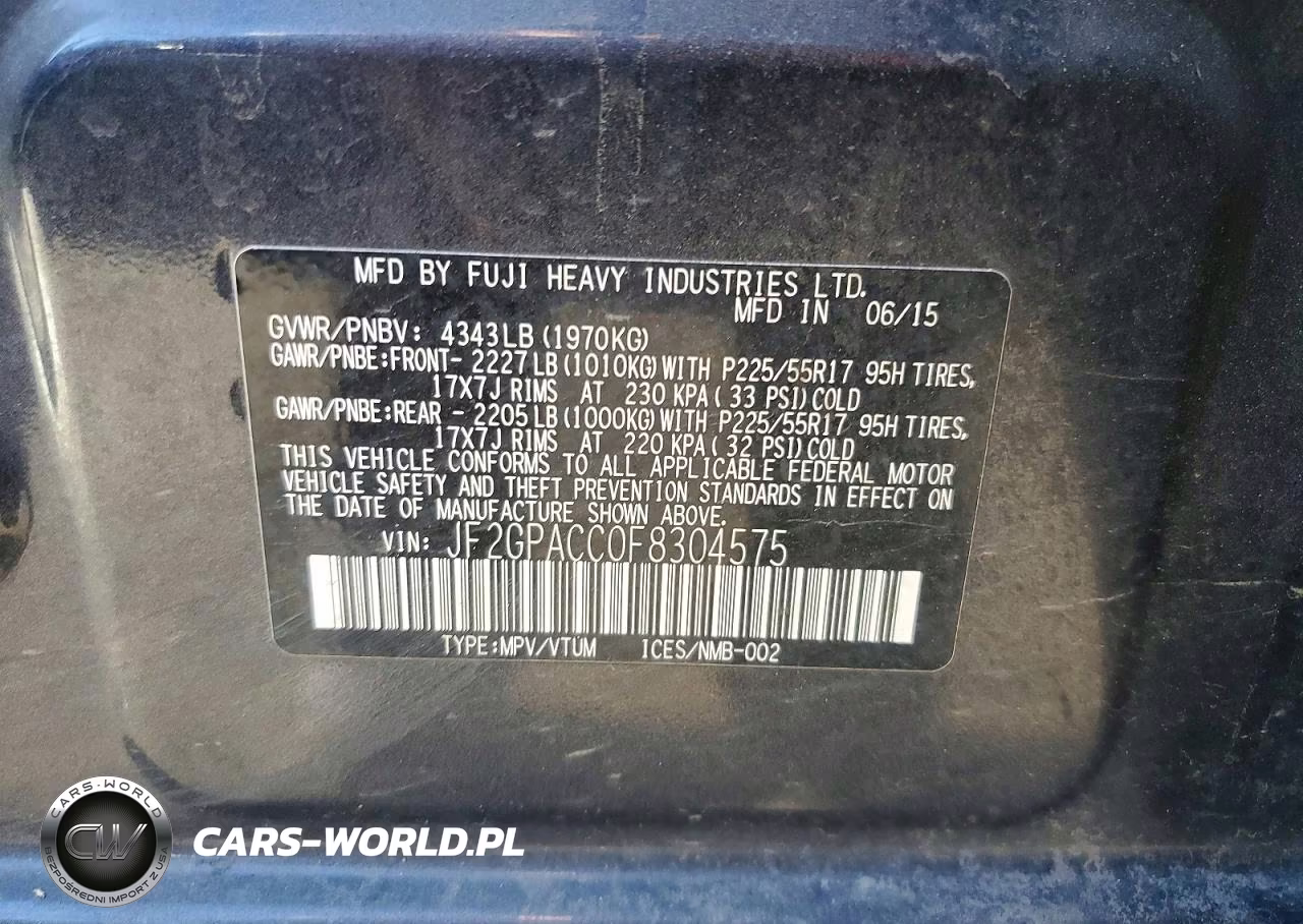 2015 Subaru Xv Crosstrek 2.0 Premium VIN:JF2GPACC0F8304575 - 12
