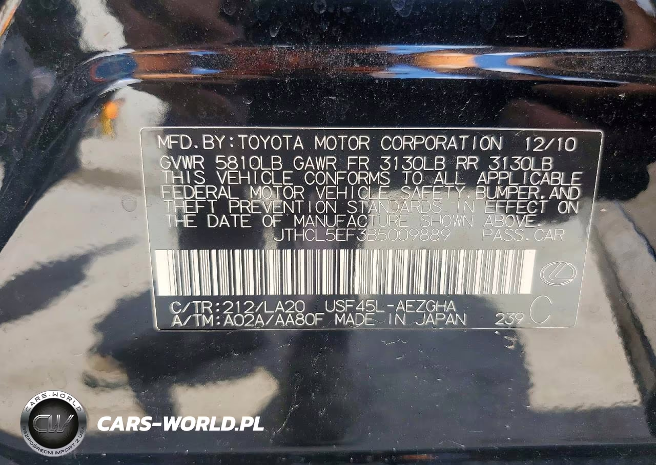 2011 Lexus Ls 460 VIN:JTHCL5EF3B5009889 - 12