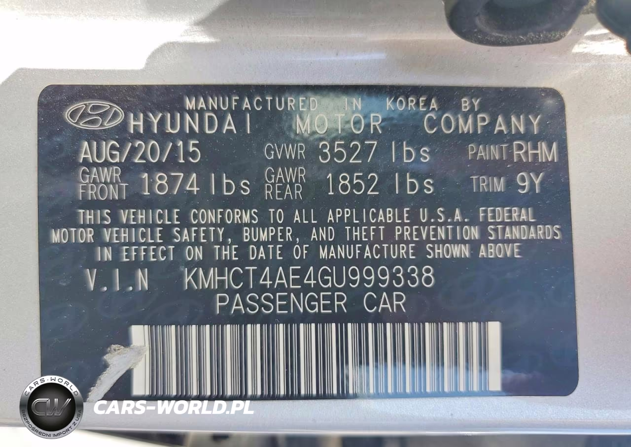 2016 Hyundai Accent Gs VIN:KMHCT4AE4GU999338 - 12