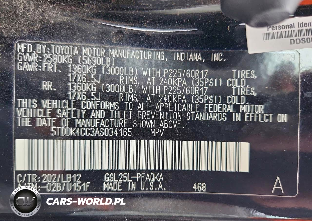 2010 Toyota Sienna Xle Limited VIN:5TDDK4CC3AS034165 - 13