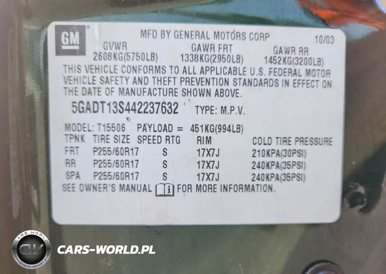 2004 Buick Rainier Cxl VIN:5GADT13S442237632 - 13