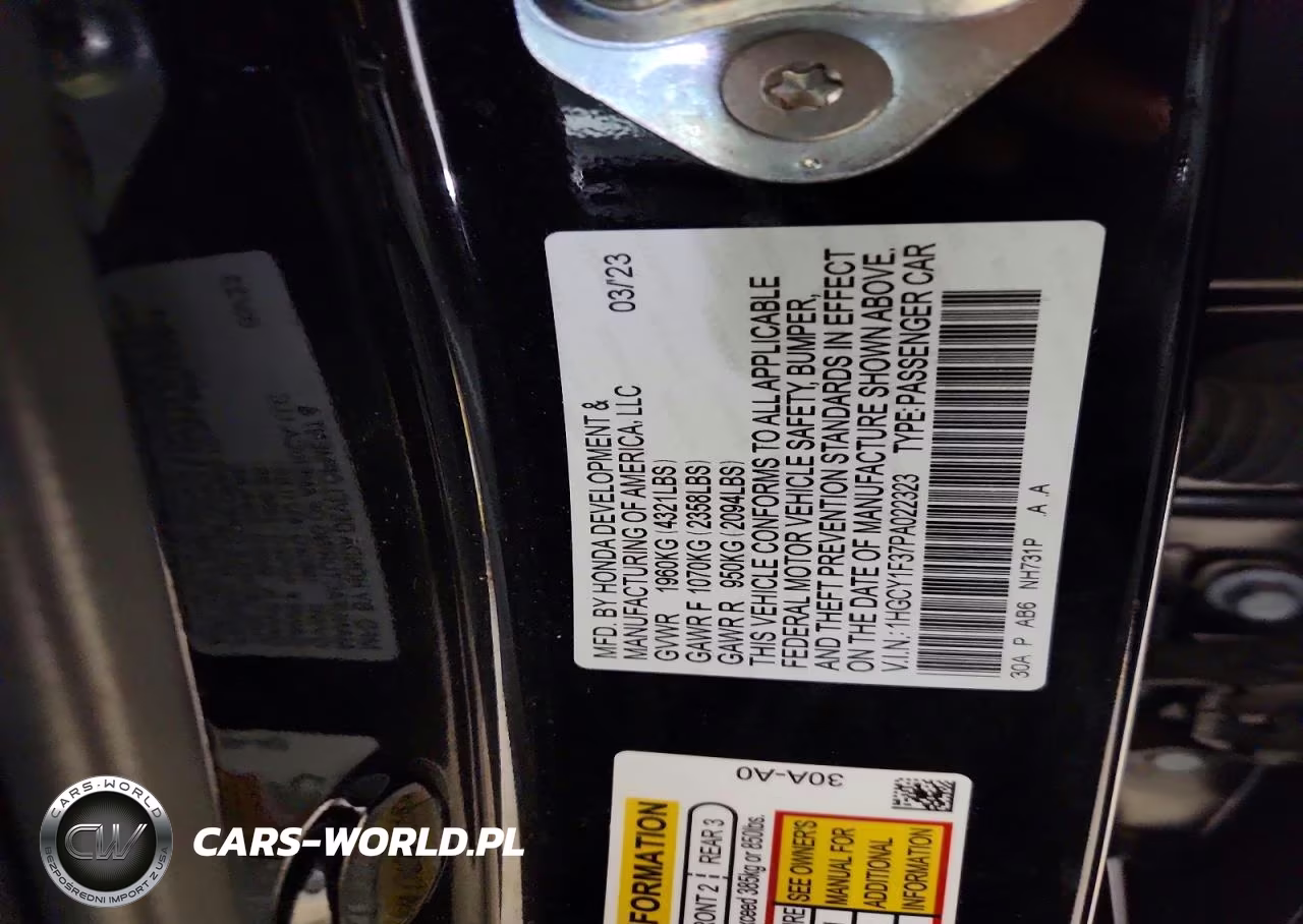 2023 Honda Accord Ex VIN:1HGCY1F37PA022323 - 12