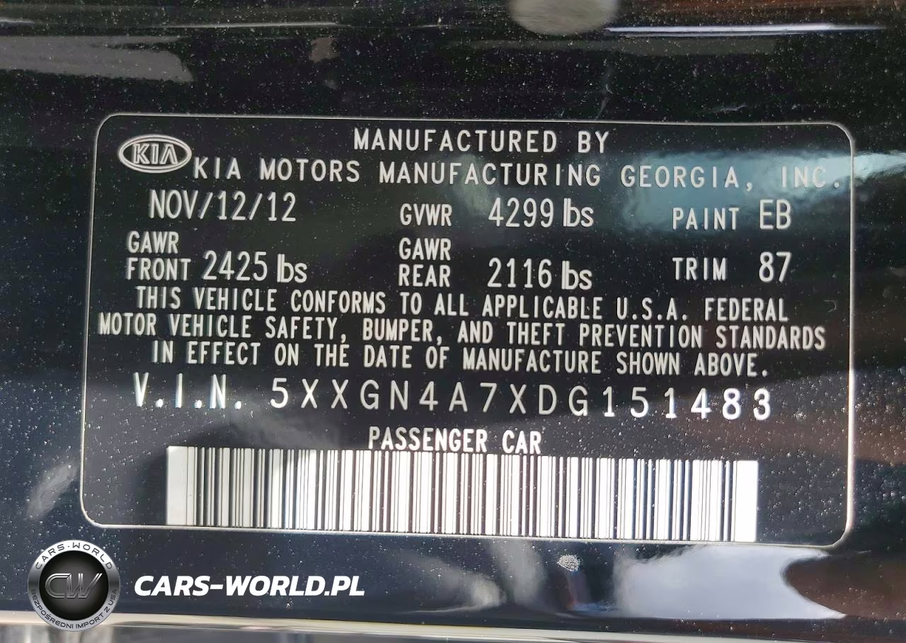 2013 Kia Optima Ex VIN:5XXGN4A7XDG151483 - 12